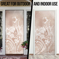 Aloha Hawaii Turtles Floral Door Cover Taupe Marbles Glaze