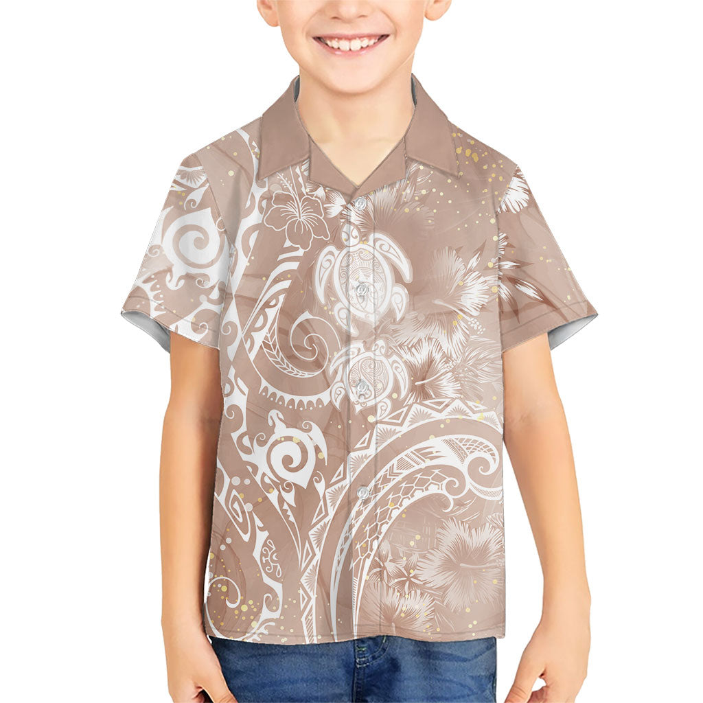 Aloha Hawaii Turtles Floral Family Matching Mermaid Dress and Hawaiian Shirt Taupe Marbles Glaze
