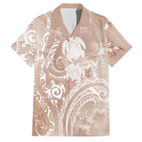 Aloha Hawaii Turtles Floral Family Matching Summer Maxi Dress and Hawaiian Shirt Taupe Marbles Glaze