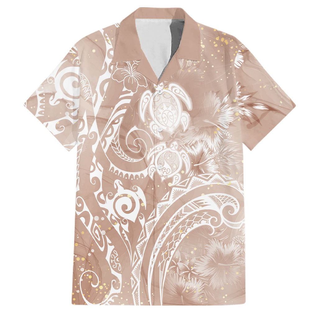 Aloha Hawaii Turtles Floral Family Matching Tank Maxi Dress and Hawaiian Shirt Taupe Marbles Glaze
