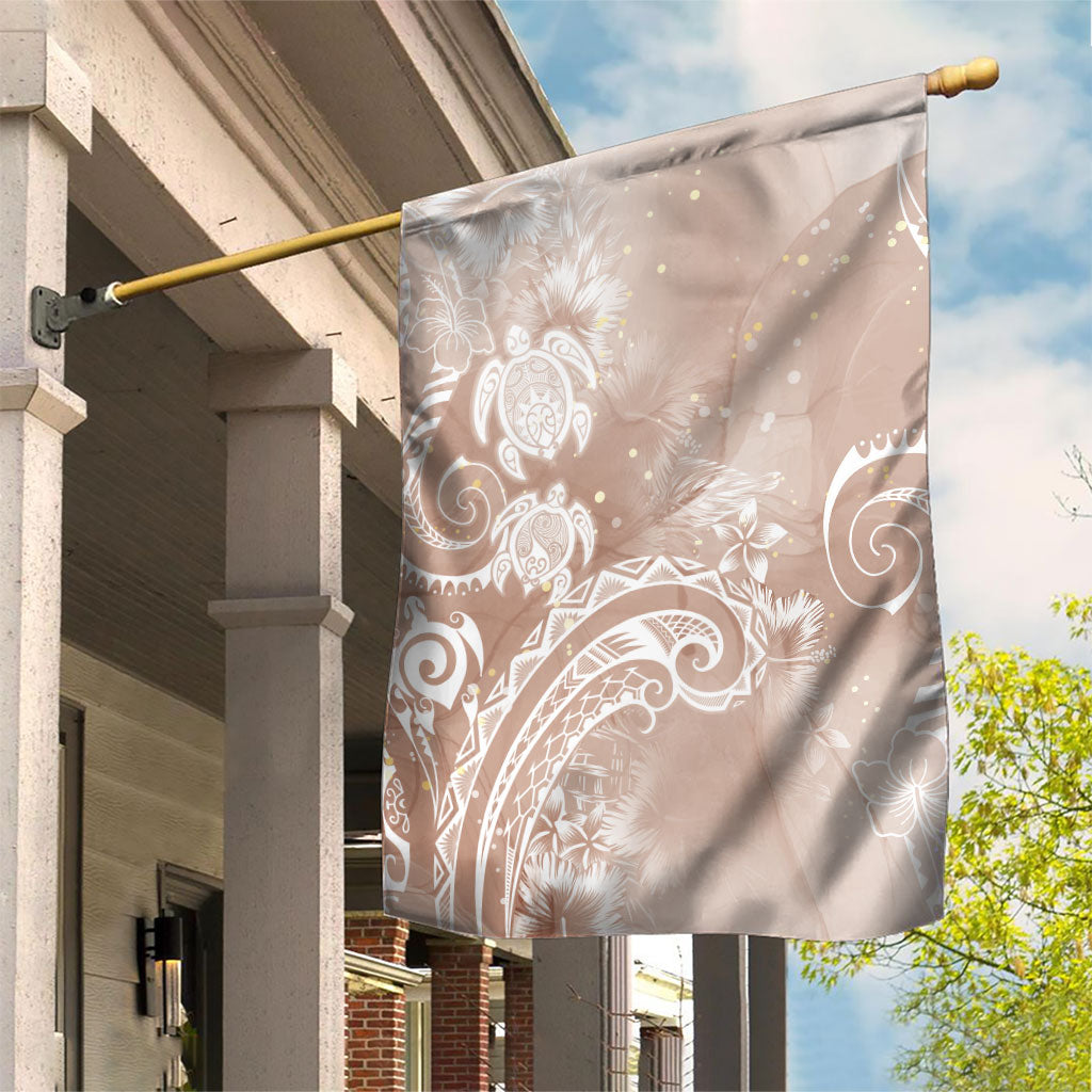 Aloha Hawaii Turtles Floral Garden Flag Taupe Marbles Glaze LT7 House Flag Taupe - Polynesian Pride