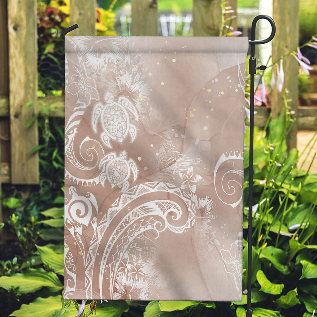 Aloha Hawaii Turtles Floral Garden Flag Taupe Marbles Glaze