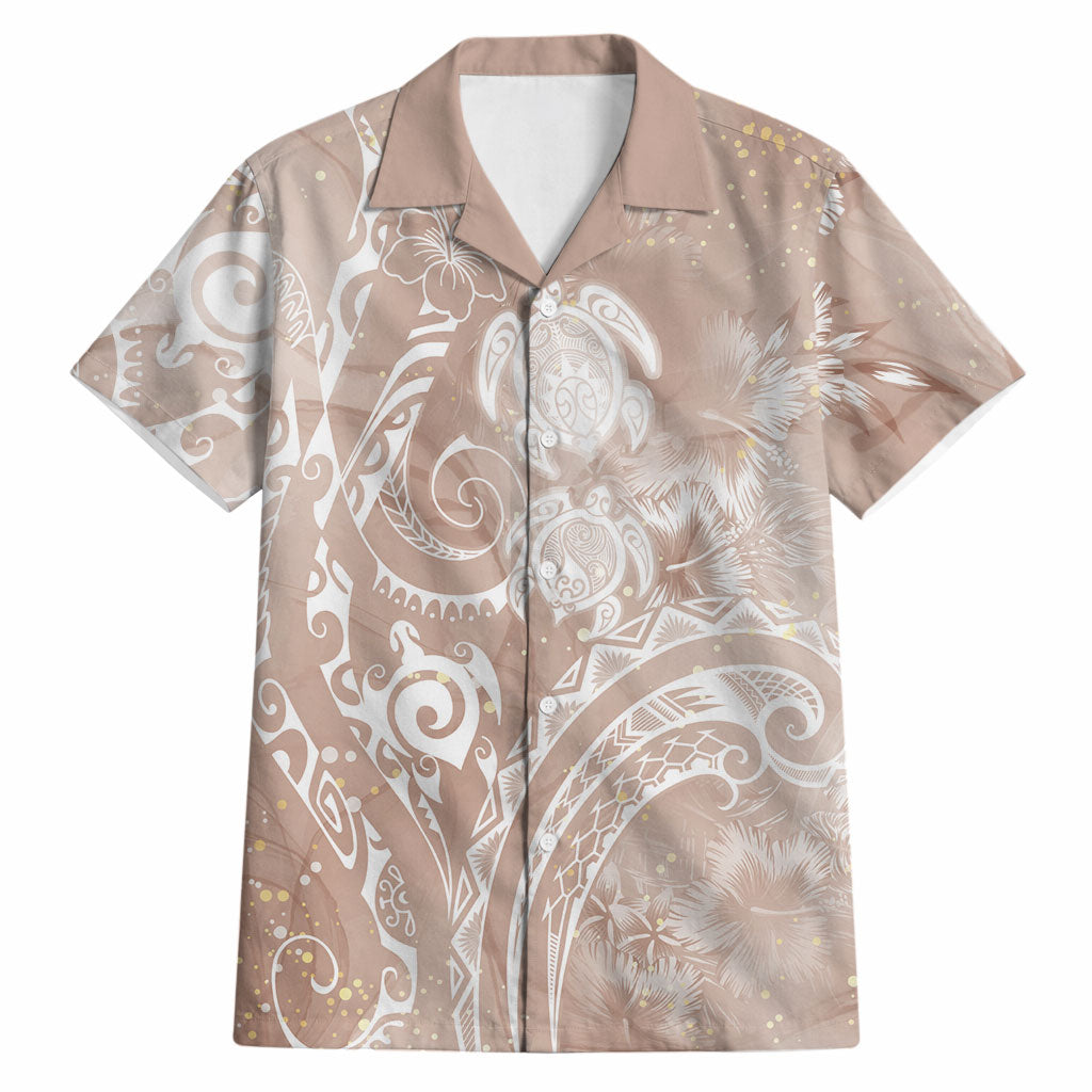 Aloha Hawaii Turtles Floral Hawaiian Shirt Taupe Marbles Glaze LT7 Taupe - Polynesian Pride