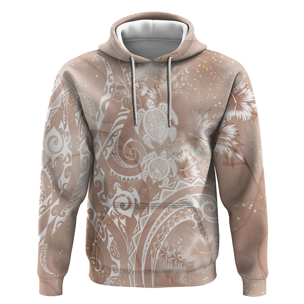 Aloha Hawaii Turtles Floral Hoodie Taupe Marbles Glaze LT7 Pullover Hoodie Taupe - Polynesian Pride