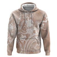 Aloha Hawaii Turtles Floral Hoodie Taupe Marbles Glaze