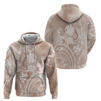 Aloha Hawaii Turtles Floral Hoodie Taupe Marbles Glaze