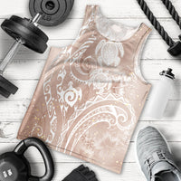 Aloha Hawaii Turtles Floral Men Tank Top Taupe Marbles Glaze