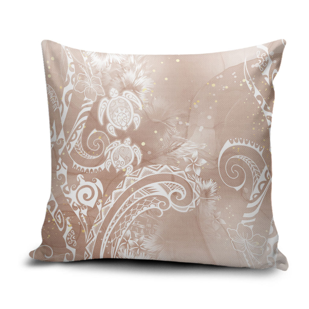 Aloha Hawaii Turtles Floral Pillow Cover Taupe Marbles Glaze LT7 Taupe - Polynesian Pride