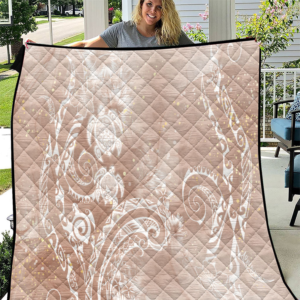 Aloha Hawaii Turtles Floral Quilt Taupe Marbles Glaze