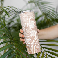 Aloha Hawaii Turtles Floral Skinny Tumbler Taupe Marbles Glaze