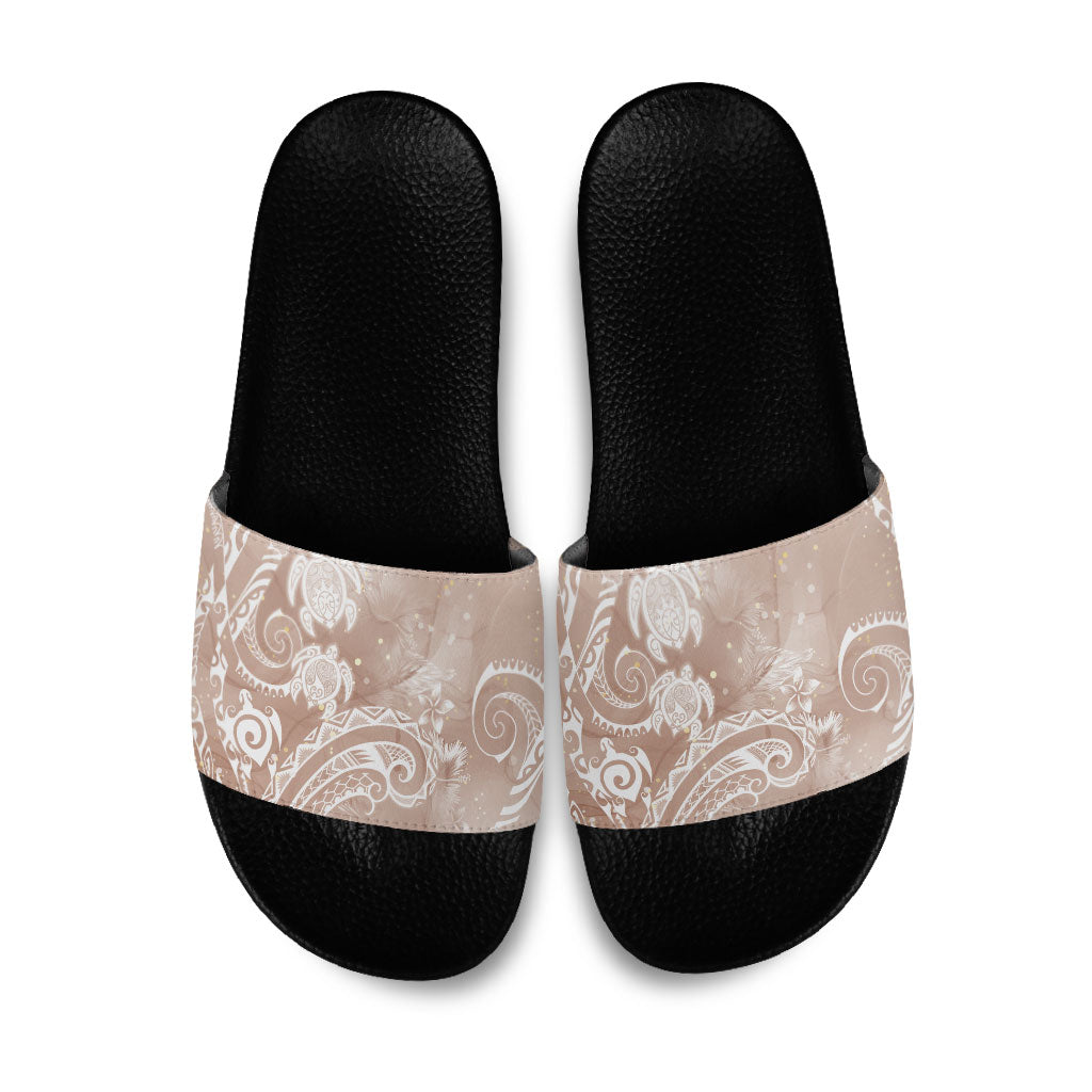 Aloha Hawaii Turtles Floral Slide Sandals Taupe Marbles Glaze LT7 Taupe - Polynesian Pride
