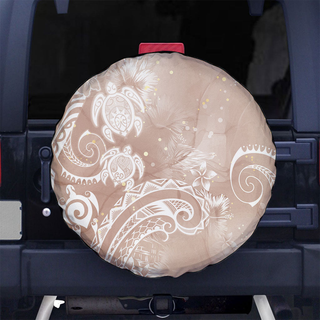 Aloha Hawaii Turtles Floral Spare Tire Cover Taupe Marbles Glaze LT7 No hole Taupe - Polynesian Pride