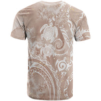 Aloha Hawaii Turtles Floral T Shirt Taupe Marbles Glaze