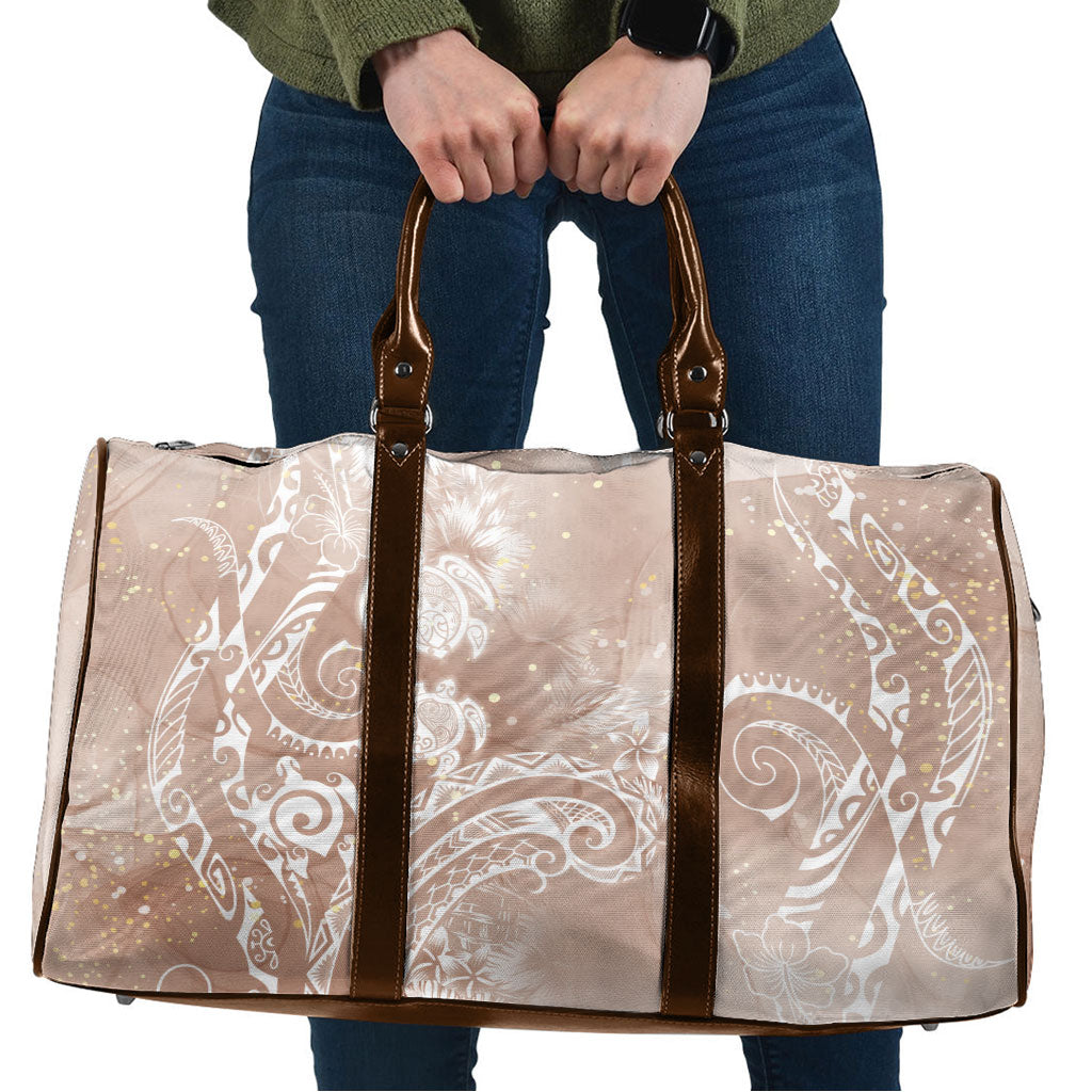 Aloha Hawaii Turtles Floral Travel Bag Taupe Marbles Glaze LT7 Taupe - Polynesian Pride