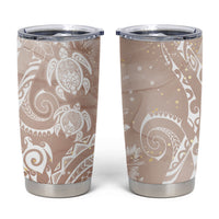 Aloha Hawaii Turtles Floral Tumbler Cup Taupe Marbles Glaze