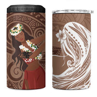 Tahiti Islands Polynesian Plumeria 4 in 1 Can Cooler Tumbler Tahitian Vahine 'Ote'a - Beige LT7 One Size: 16 oz Beige - Polynesian Pride