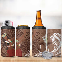 Tahiti Islands Polynesian Plumeria 4 in 1 Can Cooler Tumbler Tahitian Vahine 'Ote'a - Beige LT7 - Polynesian Pride