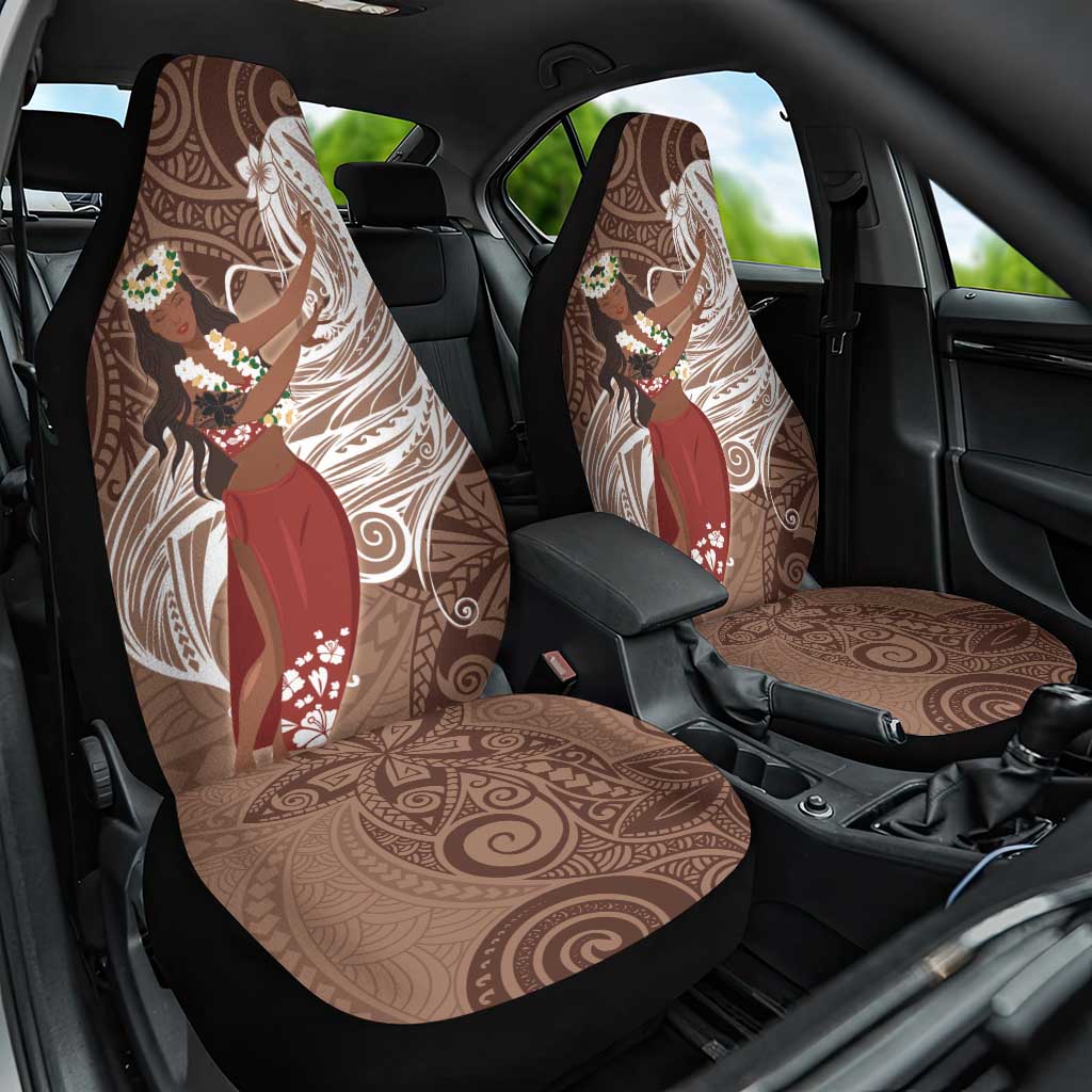 Tahiti Islands Polynesian Plumeria Car Seat Cover Tahitian Vahine 'Ote'a - Beige LT7 One Size Beige - Polynesian Pride