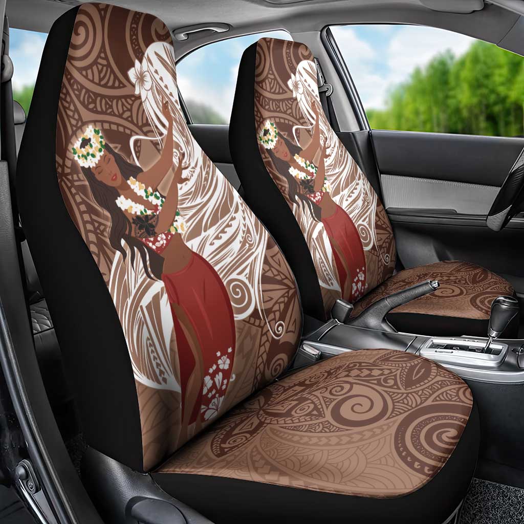Tahiti Islands Polynesian Plumeria Car Seat Cover Tahitian Vahine 'Ote'a - Beige LT7 - Polynesian Pride