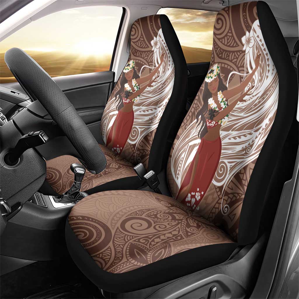 Tahiti Islands Polynesian Plumeria Car Seat Cover Tahitian Vahine 'Ote'a - Beige LT7 - Polynesian Pride