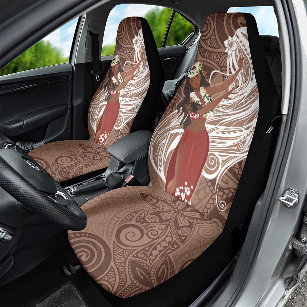 Tahiti Islands Polynesian Plumeria Car Seat Cover Tahitian Vahine 'Ote'a - Beige LT7 - Polynesian Pride