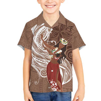 Tahiti Islands Polynesian Plumeria Family Matching Long Sleeve Bodycon Dress and Hawaiian Shirt Tahitian Vahine 'Ote'a - Beige LT7 Son's Shirt Beige - Polynesian Pride