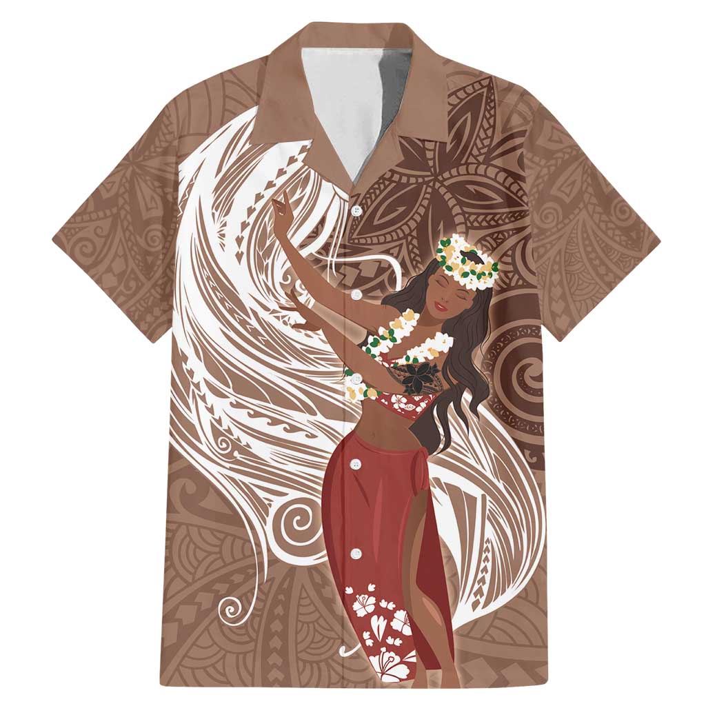 Tahiti Islands Polynesian Plumeria Family Matching Mermaid Dress and Hawaiian Shirt Tahitian Vahine 'Ote'a - Beige LT7 Dad's Shirt - Short Sleeve Beige - Polynesian Pride