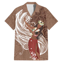 Tahiti Islands Polynesian Plumeria Family Matching Mermaid Dress and Hawaiian Shirt Tahitian Vahine 'Ote'a - Beige LT7 Dad's Shirt - Short Sleeve Beige - Polynesian Pride