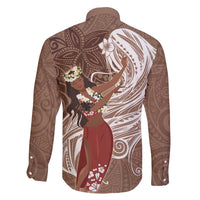 Tahiti Islands Polynesian Plumeria Family Matching Off Shoulder Maxi Dress and Hawaiian Shirt Tahitian Vahine 'Ote'a - Beige LT7 - Polynesian Pride