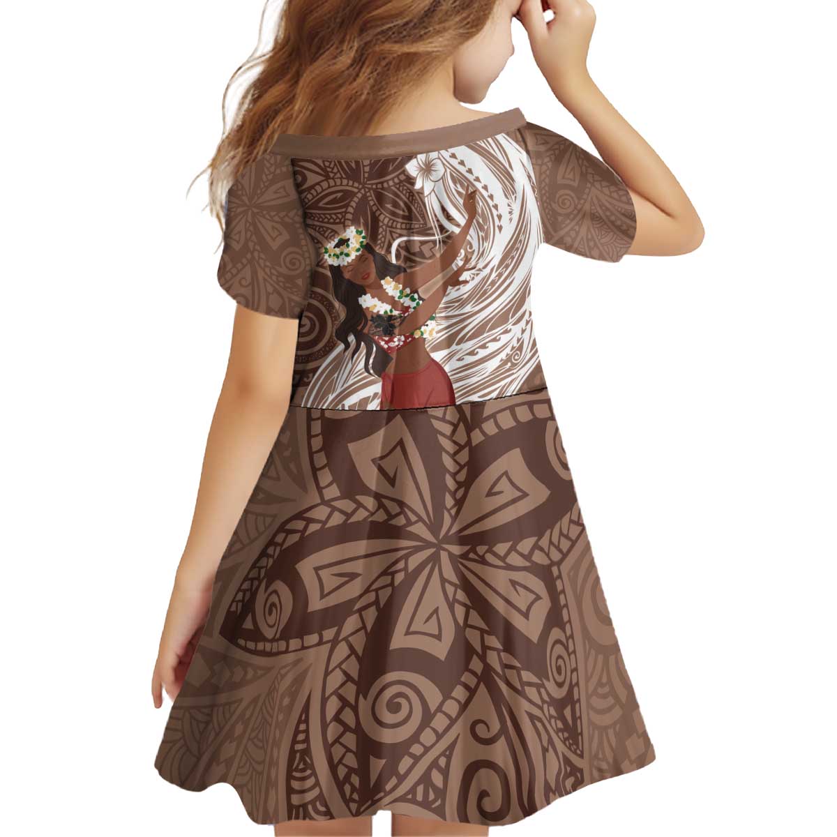 Tahiti Islands Polynesian Plumeria Family Matching Off Shoulder Short Dress and Hawaiian Shirt Tahitian Vahine 'Ote'a - Beige LT7 - Polynesian Pride