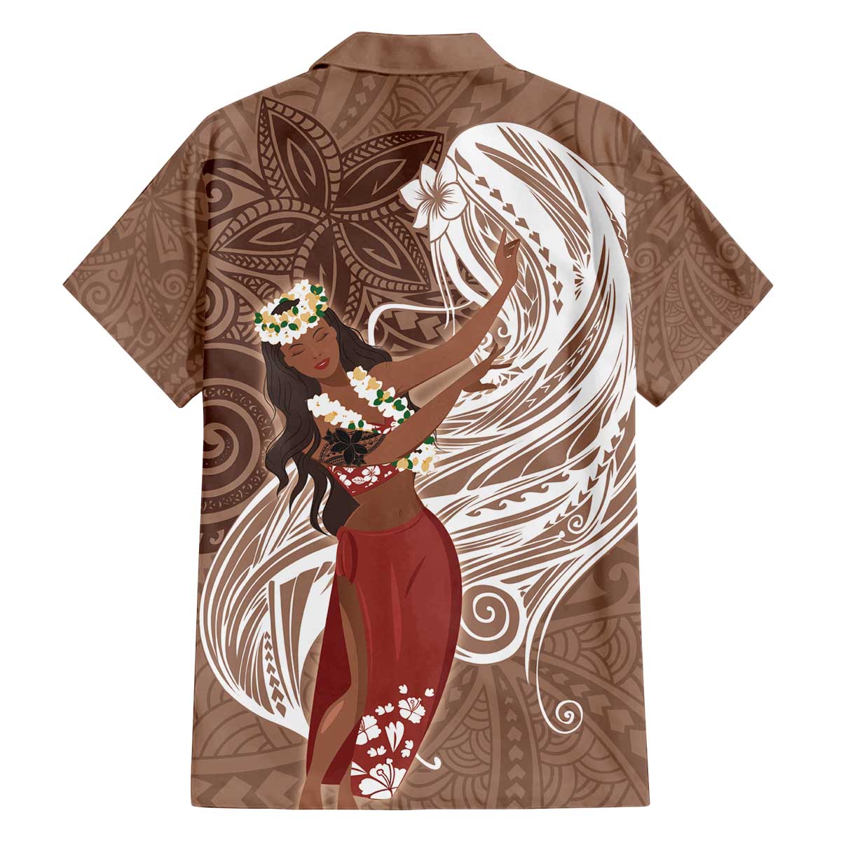 Tahiti Islands Polynesian Plumeria Family Matching Puletasi and Hawaiian Shirt Tahitian Vahine 'Ote'a - Beige LT7 - Polynesian Pride