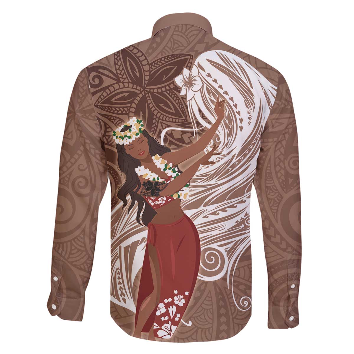 Tahiti Islands Polynesian Plumeria Family Matching Puletasi and Hawaiian Shirt Tahitian Vahine 'Ote'a - Beige LT7 - Polynesian Pride