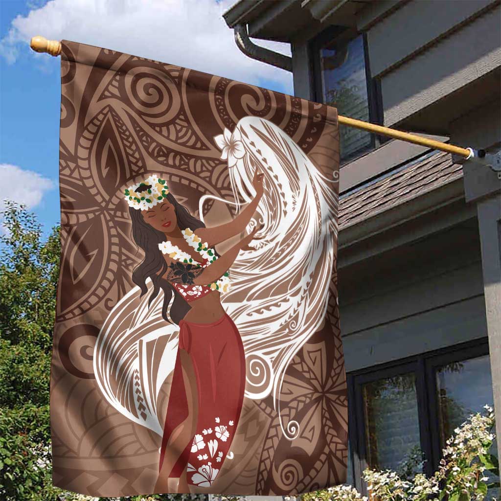 Tahiti Islands Polynesian Plumeria Garden Flag Tahitian Vahine 'Ote'a - Beige LT7 - Polynesian Pride