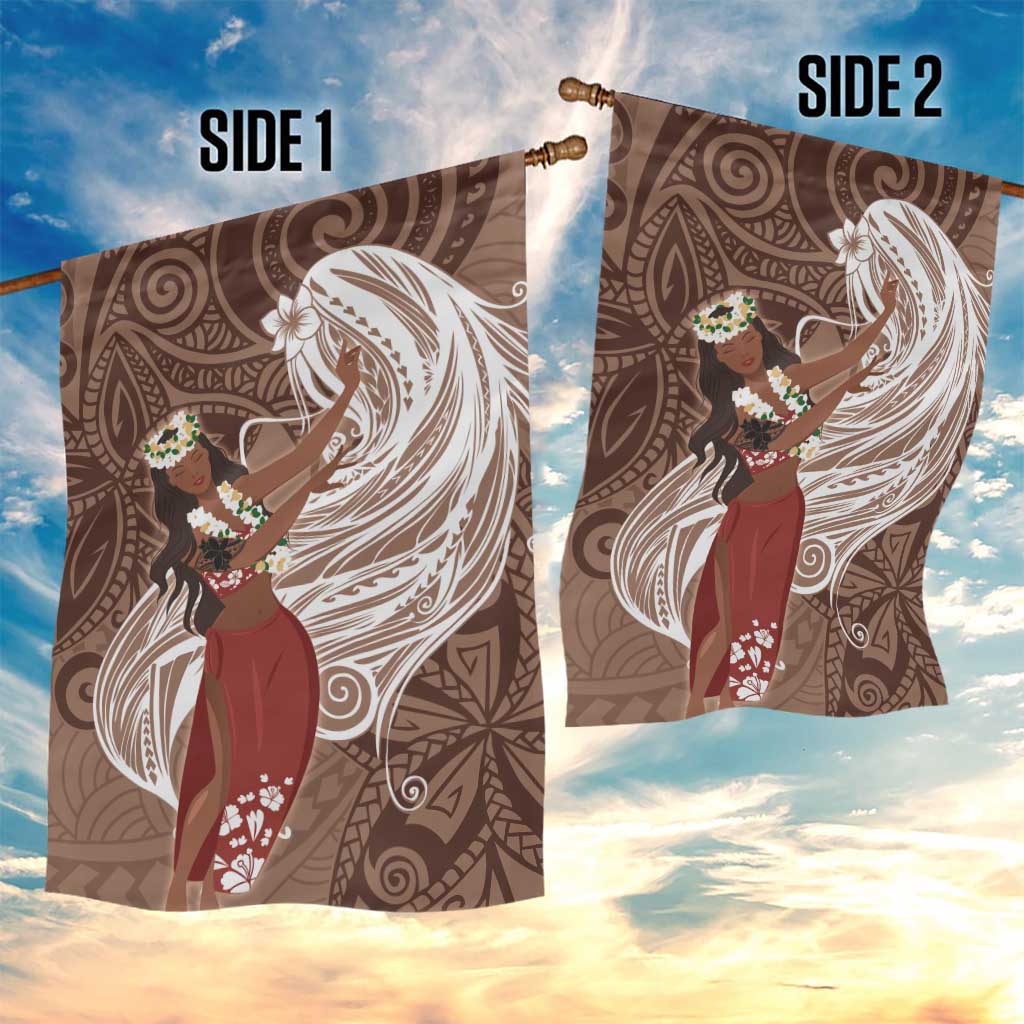 Tahiti Islands Polynesian Plumeria Garden Flag Tahitian Vahine 'Ote'a - Beige LT7 - Polynesian Pride