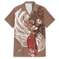 Tahiti Islands Polynesian Plumeria Hawaiian Shirt Tahitian Vahine 'Ote'a - Beige LT7 Beige - Polynesian Pride