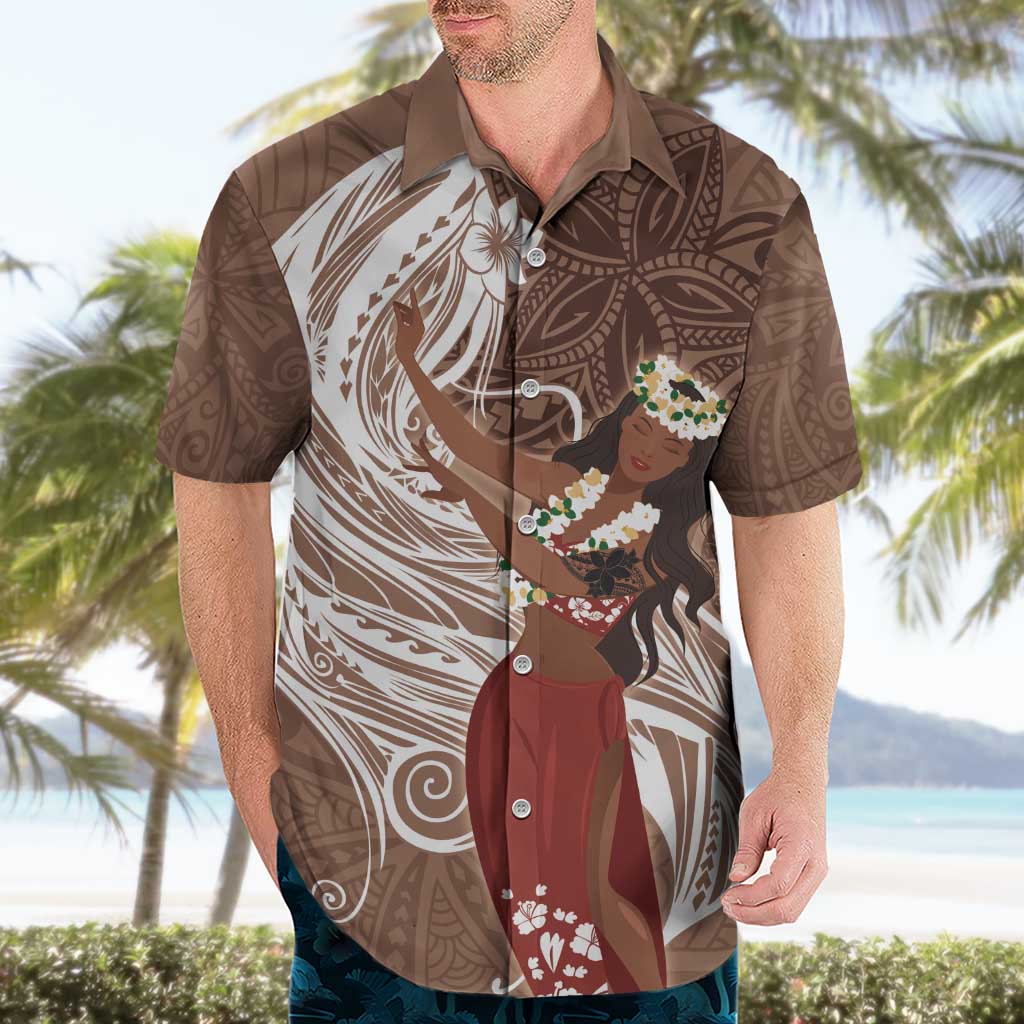 Tahiti Islands Polynesian Plumeria Hawaiian Shirt Tahitian Vahine 'Ote'a - Beige LT7 - Polynesian Pride