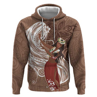 Tahiti Islands Polynesian Plumeria Hoodie Tahitian Vahine 'Ote'a - Beige LT7 Pullover Hoodie Beige - Polynesian Pride
