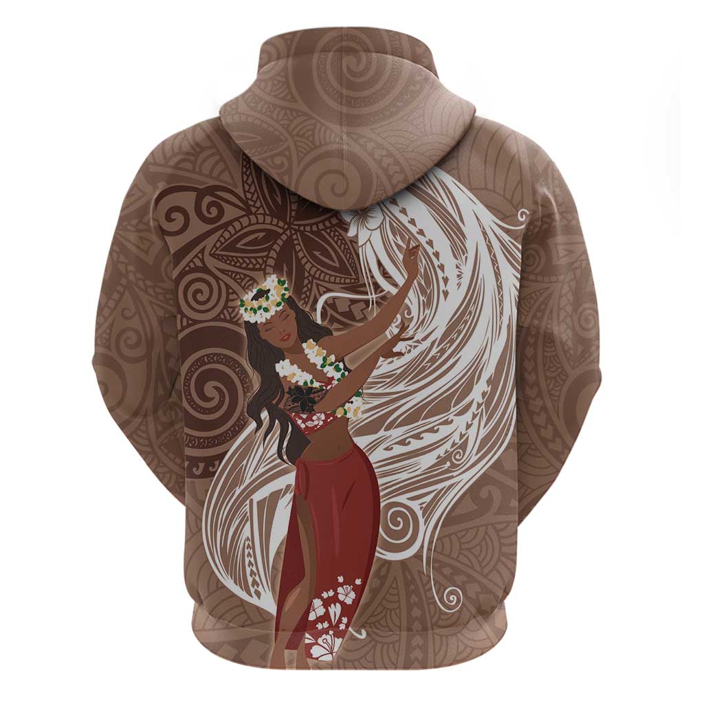 Tahiti Islands Polynesian Plumeria Hoodie Tahitian Vahine 'Ote'a - Beige LT7 - Polynesian Pride