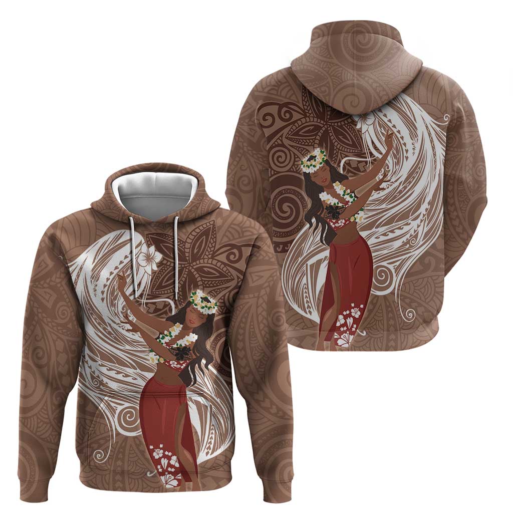 Tahiti Islands Polynesian Plumeria Hoodie Tahitian Vahine 'Ote'a - Beige LT7 - Polynesian Pride