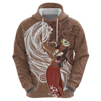 Tahiti Islands Polynesian Plumeria Hoodie Tahitian Vahine 'Ote'a - Beige LT7 - Polynesian Pride