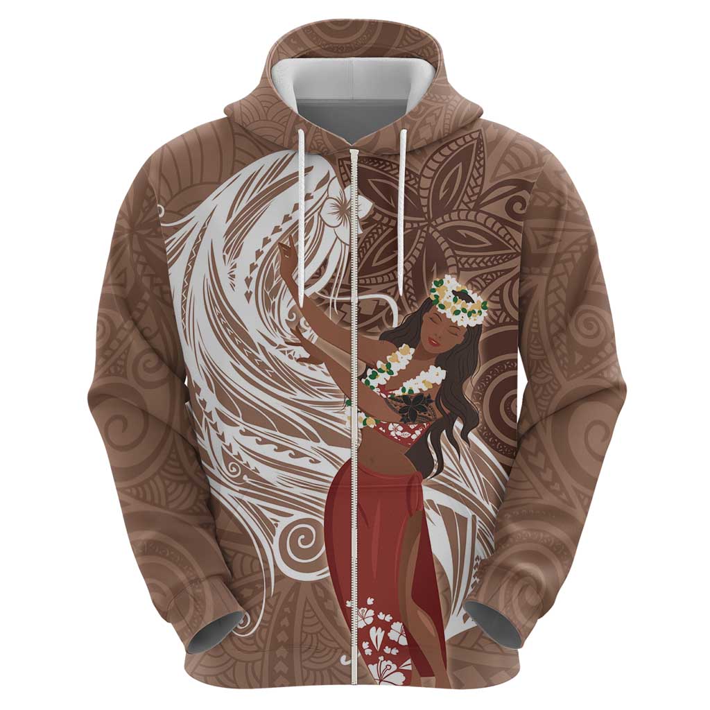 Tahiti Islands Polynesian Plumeria Hoodie Tahitian Vahine 'Ote'a - Beige LT7 - Polynesian Pride