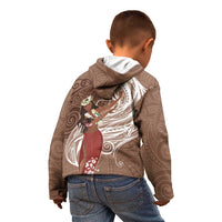 Tahiti Islands Polynesian Plumeria Kid Hoodie Tahitian Vahine 'Ote'a - Beige LT7 - Polynesian Pride