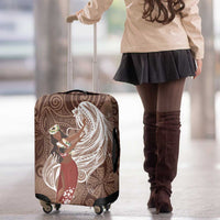 Tahiti Islands Polynesian Plumeria Luggage Cover Tahitian Vahine 'Ote'a - Beige LT7 - Polynesian Pride