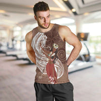 Tahiti Islands Polynesian Plumeria Men Tank Top Tahitian Vahine 'Ote'a - Beige LT7 Beige - Polynesian Pride