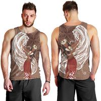 Tahiti Islands Polynesian Plumeria Men Tank Top Tahitian Vahine 'Ote'a - Beige LT7 - Polynesian Pride
