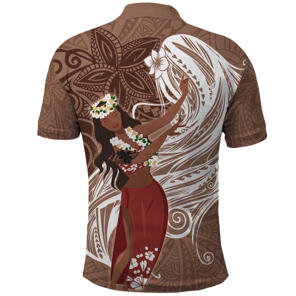 Tahiti Islands Polynesian Plumeria Polo Shirt Tahitian Vahine 'Ote'a - Beige LT7 - Polynesian Pride