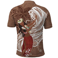 Tahiti Islands Polynesian Plumeria Polo Shirt Tahitian Vahine 'Ote'a - Beige LT7 - Polynesian Pride