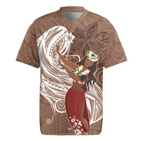 Tahiti Islands Polynesian Plumeria Rugby Jersey Tahitian Vahine 'Ote'a - Beige LT7 Beige - Polynesian Pride