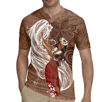 Tahiti Islands Polynesian Plumeria Rugby Jersey Tahitian Vahine 'Ote'a - Beige LT7 - Polynesian Pride