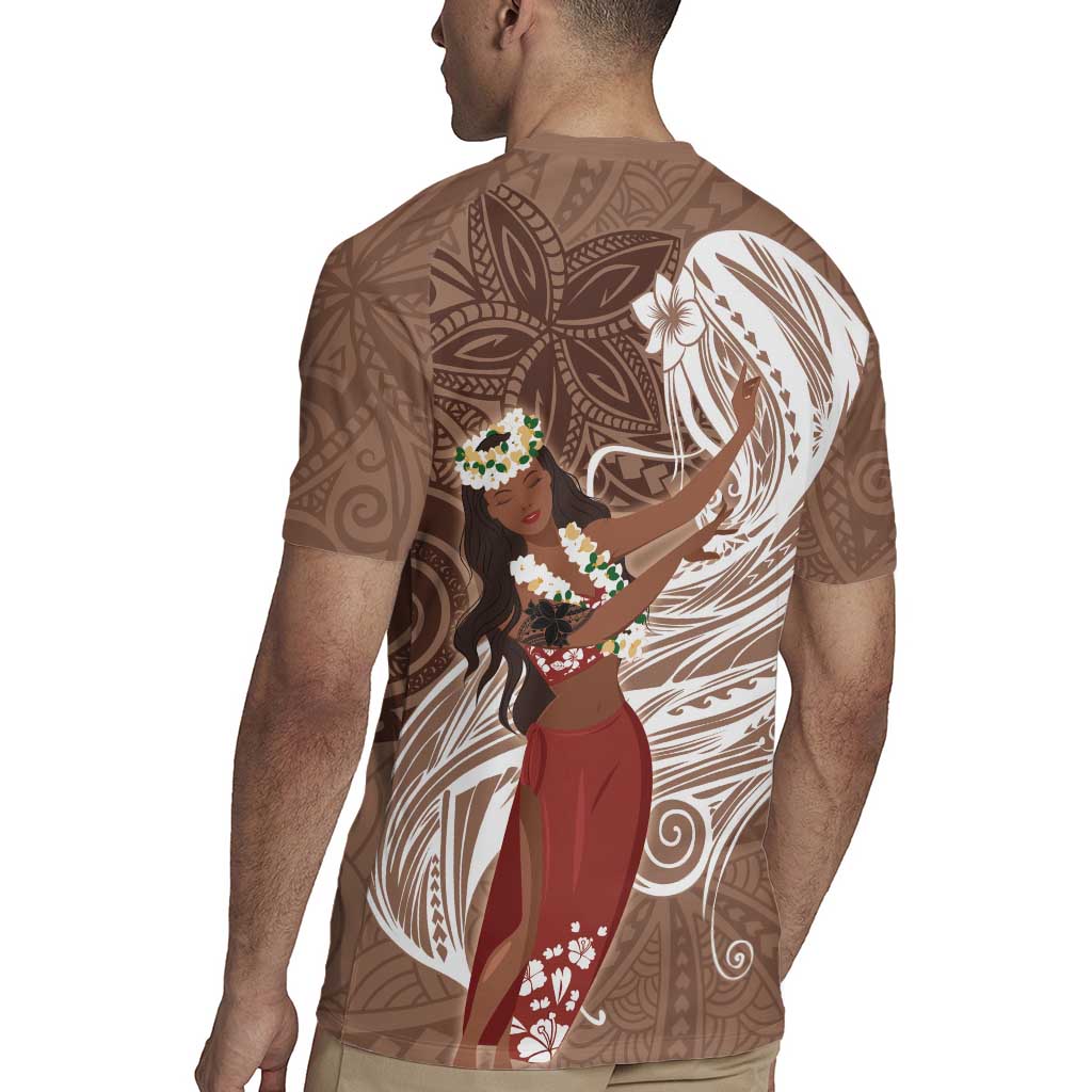 Tahiti Islands Polynesian Plumeria Rugby Jersey Tahitian Vahine 'Ote'a - Beige LT7 - Polynesian Pride